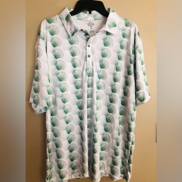 NWOT QED STYLE Polo Golf Shirt W/ Green Clam Shells Size XL Retail $100+ - Picture 2 of 2